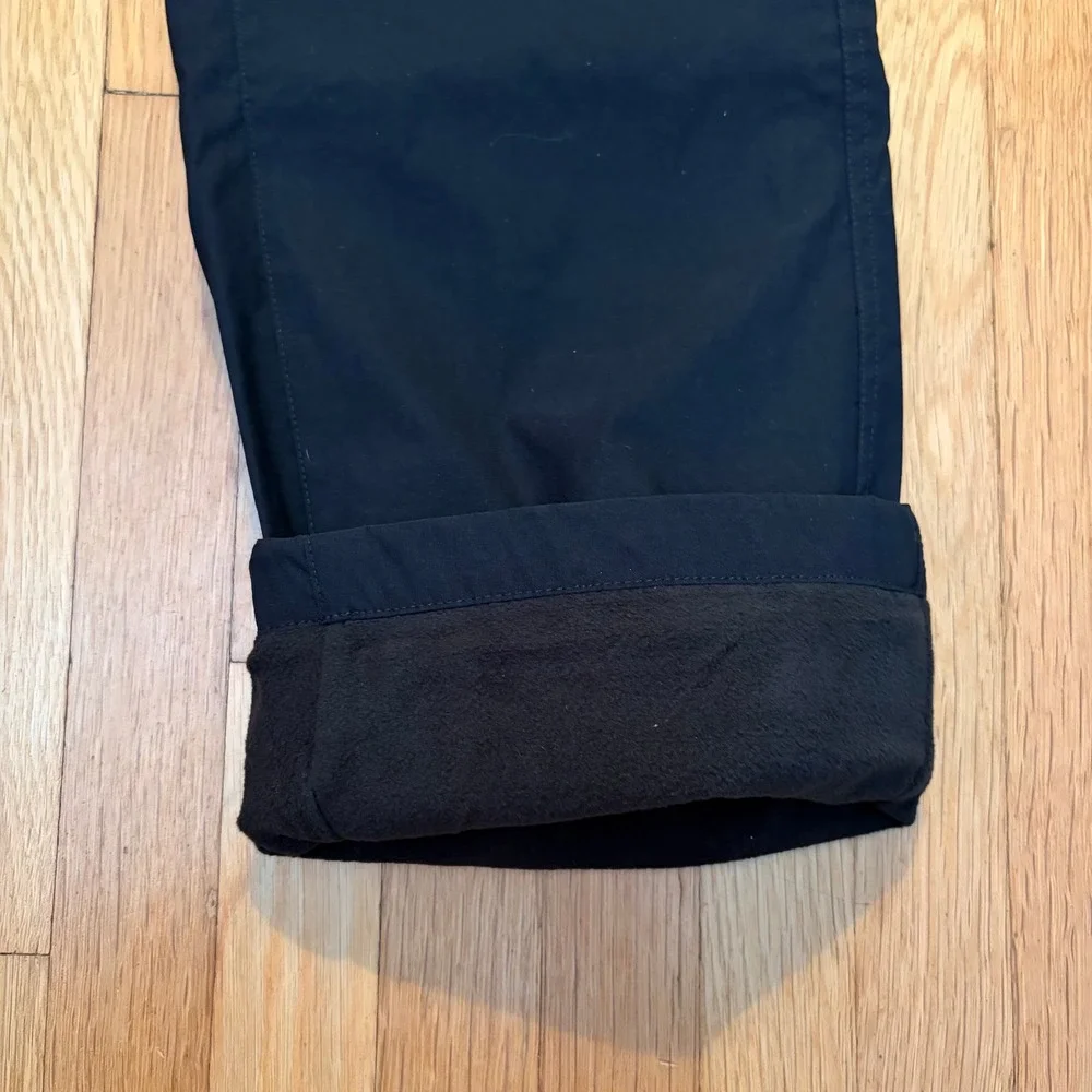 Eddie Bauer Fleece Lined Tech Pant Mens 34x30 Black Stretch Cargo Outdoor New